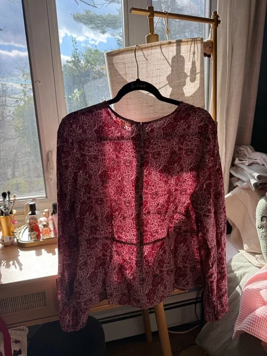 Boden Burgundy Floral Long-Sleeve Blouse - Picture 4 of 5